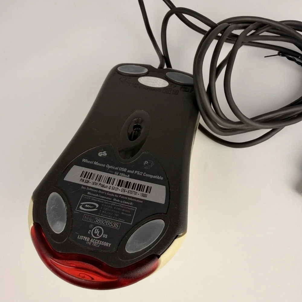 Microsoft Wheel Mouse Optical USB PS/2 Compatible Tested Working Vintage‎